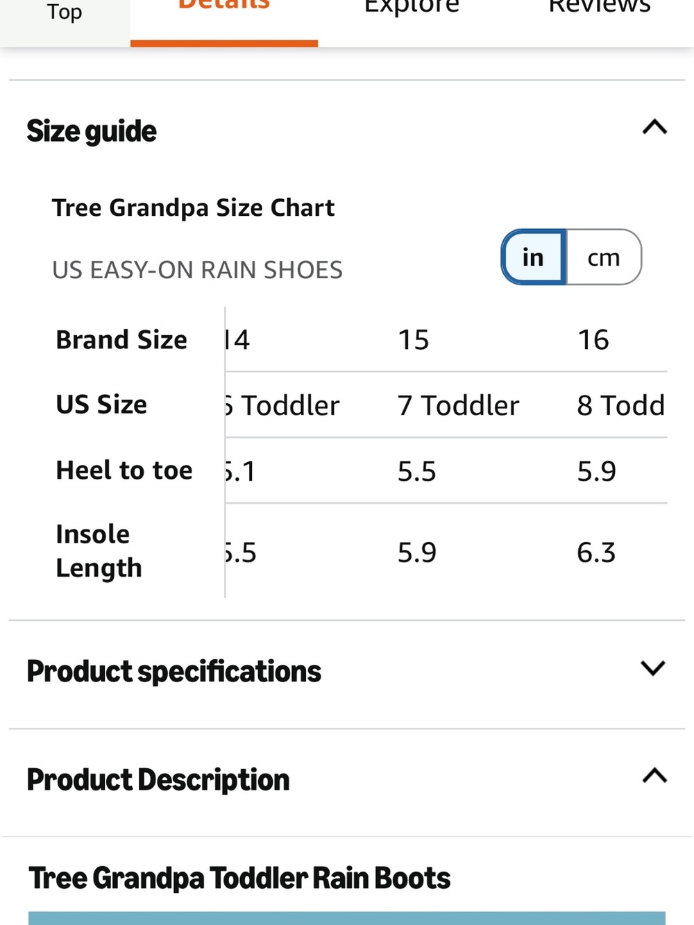 Tree Grandpa Toddler Rainboots in Carmel (Size:7) - Picture 7 of 10